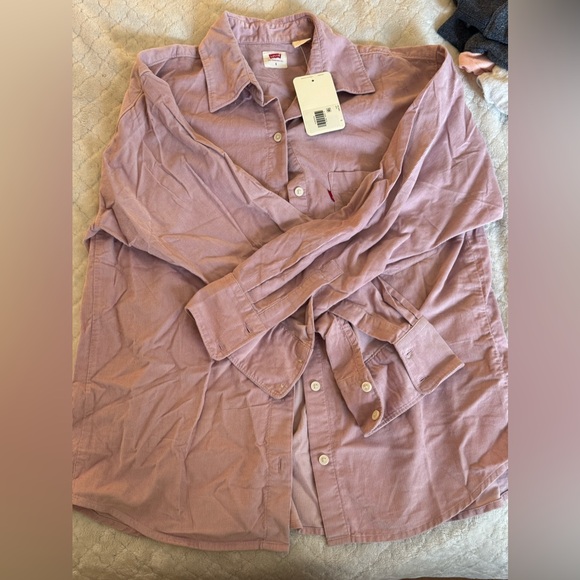 Light pink, corduroy, long sleeve, button down shirt; Size: Small; Never worn - Picture 1 of 3
